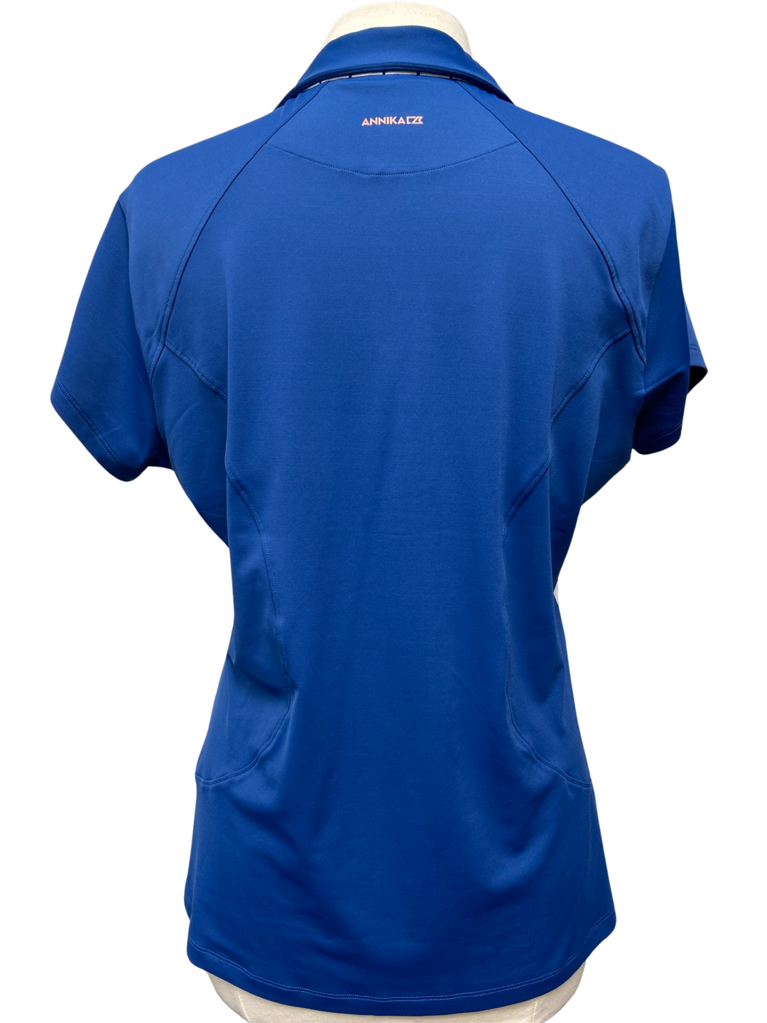 Annika Short Sleeve Top - Blue/White - Size X-Large - Skorzie