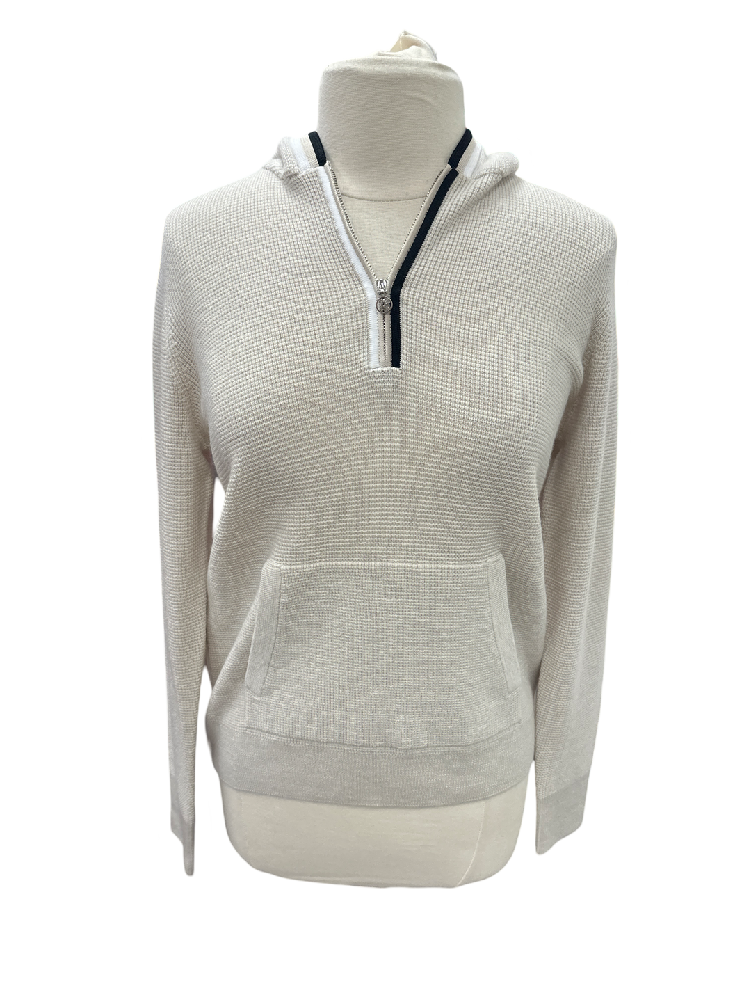 G/FORE Tan Waffle Stitch Hooded Sweater- Small - Skorzie