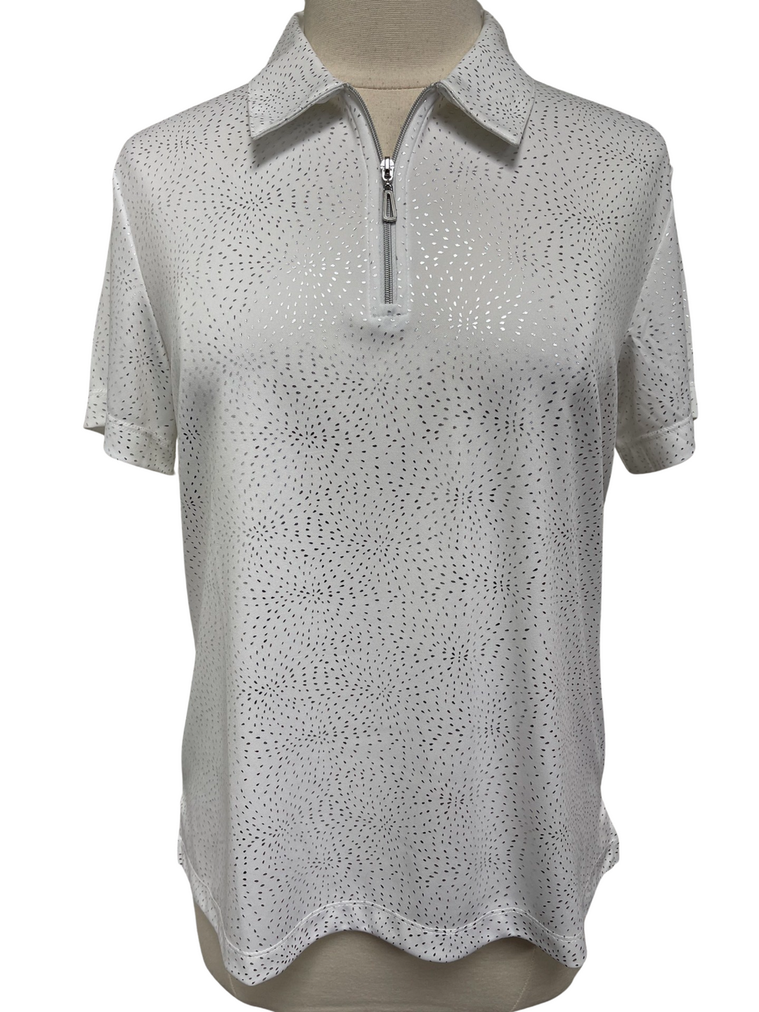 Monterey Club Short Sleeve Top - White/Silver - Size Large - Skorzie