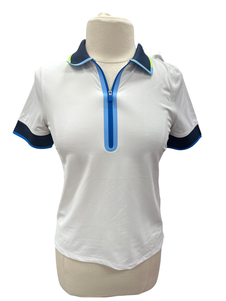 G/FORE White Contrast Quarter Zip Tech Pique Polo - Skorzie