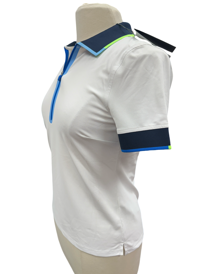 G/FORE White Contrast Quarter Zip Tech Pique Polo - Skorzie