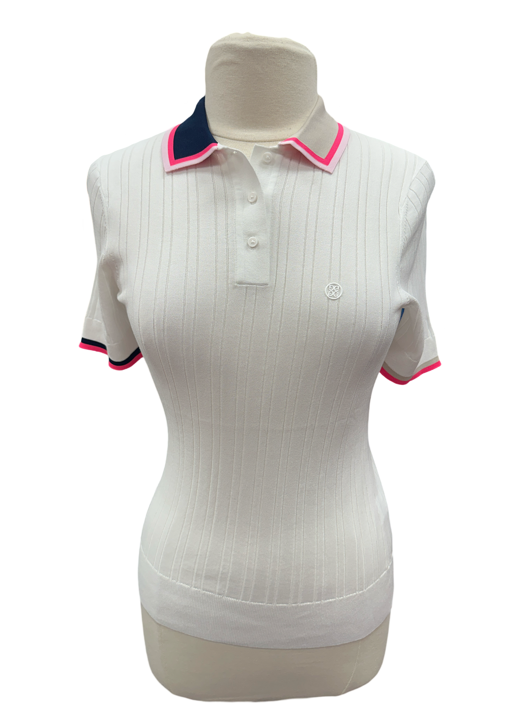 G/FORE White Cotton Blend Ribbed Short Sleeve Sweater Polo - Skorzie