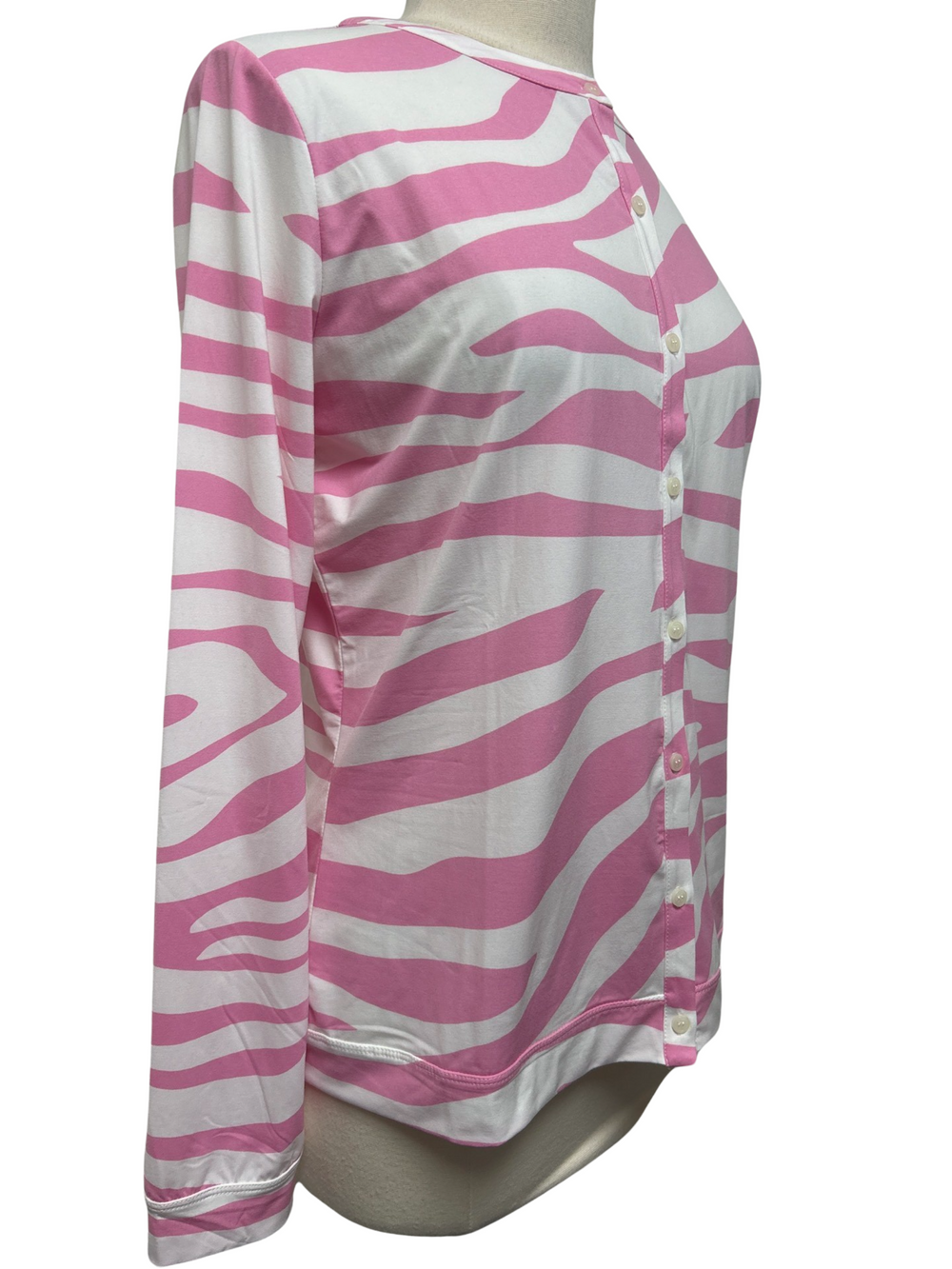 OTG - Long Sleeve Top - Pink and White - L - Skorzie