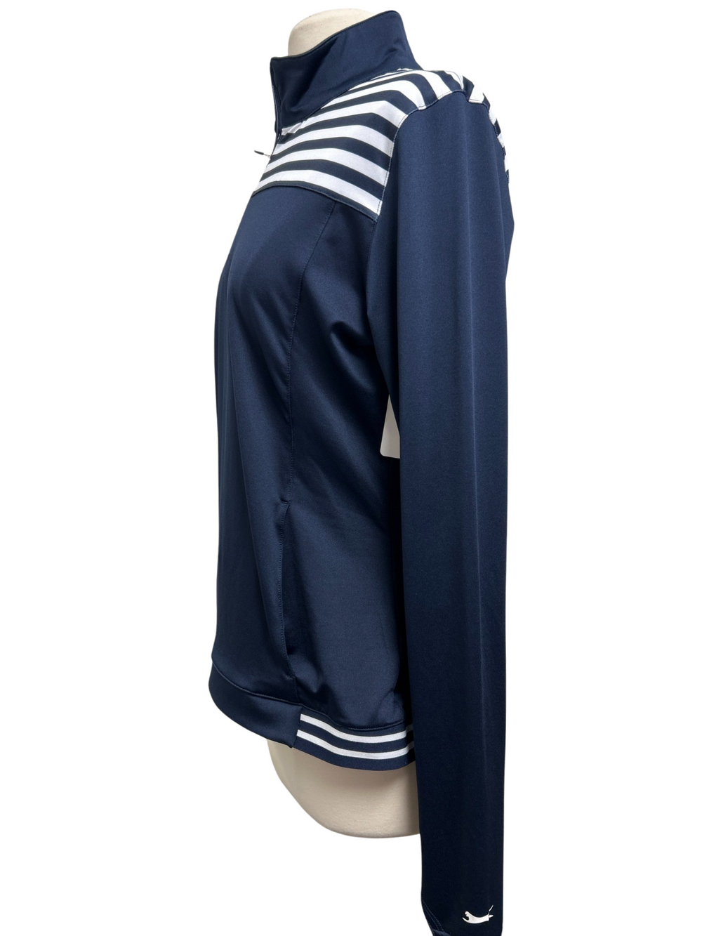 Slazenger Long Sleeve 1/2 Zip Pullover - Size L - Navy with White stripe - Skorzie