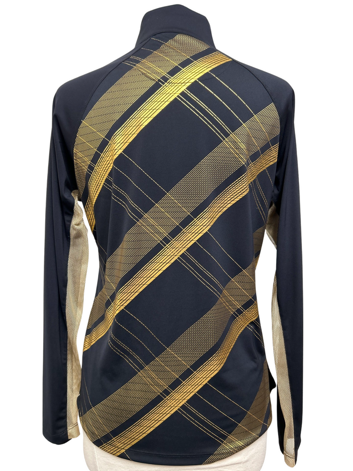 Greg Norman Gilded Long Sleeve 1/4 Zip Pullover - Size L - Black with Gold - Skorzie