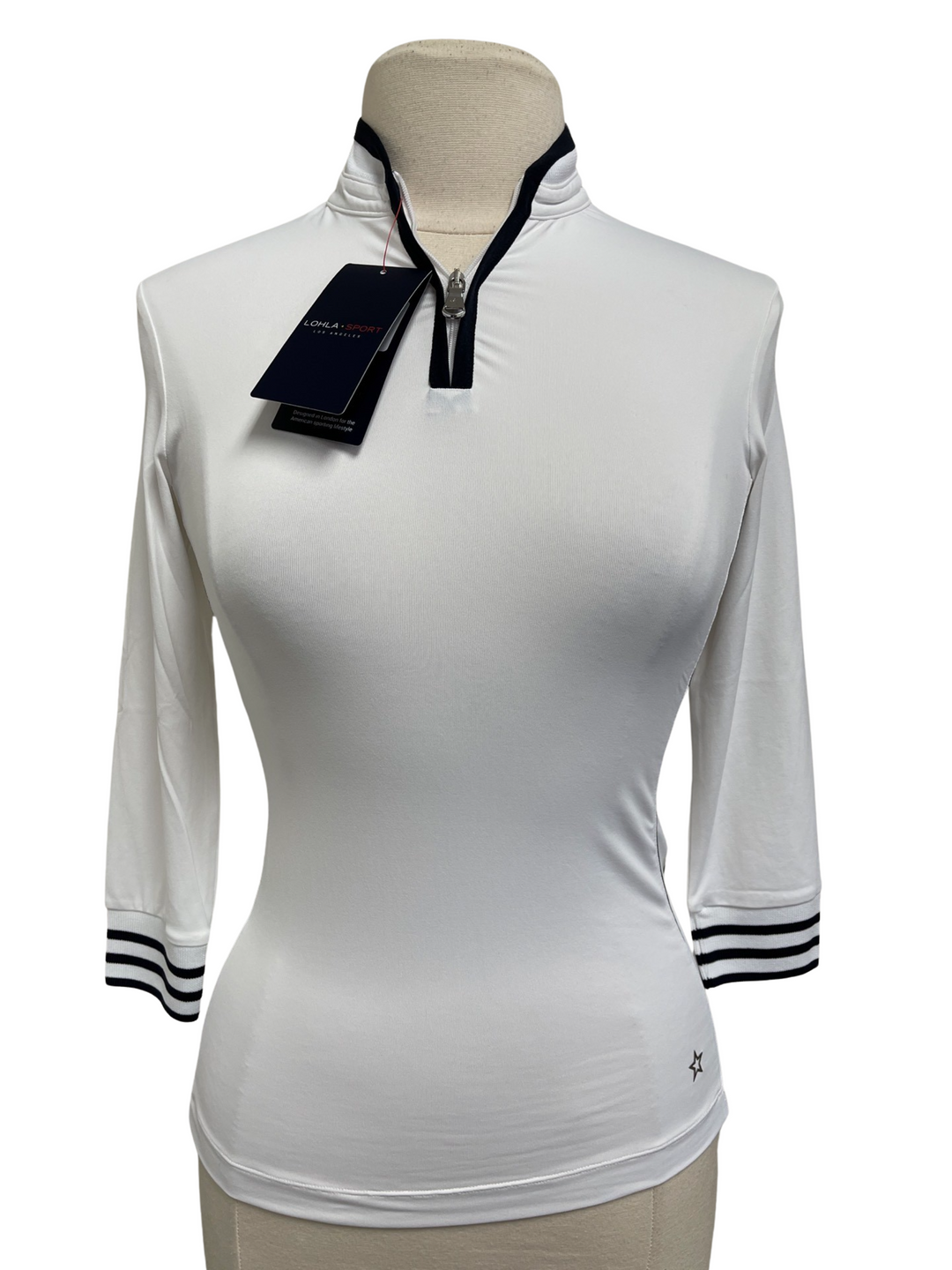 Lohla Sport - The Carolyn 3/4 Sleeve Top - White/Navy - Skorzie