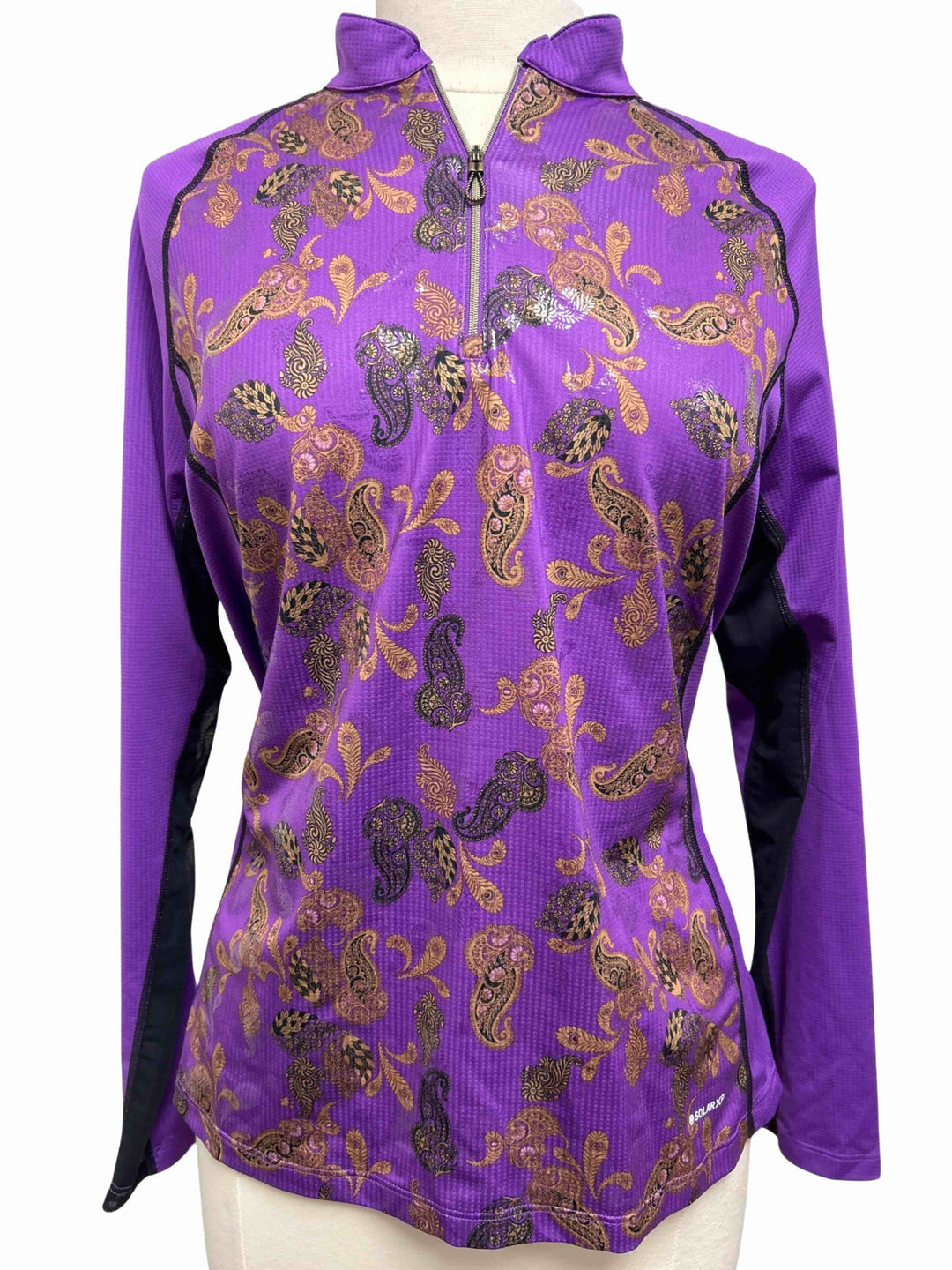 Greg Norman Gilded Long Sleeve 1/2 Zip Pullover - Size L - Imperial Purple and Paisley - Skorzie