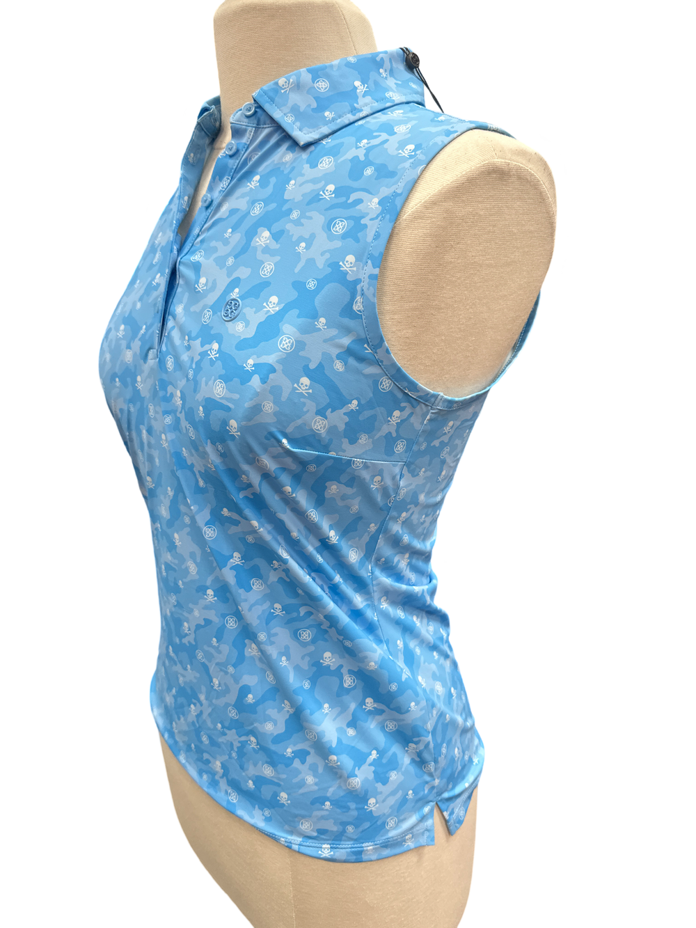 G/FORE Icon Camo Silky Tech Nylon Sleeveless Polo- Blue - Skorzie