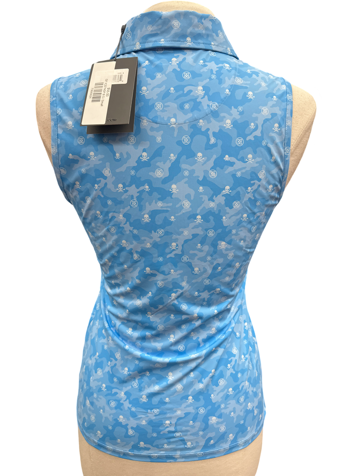 G/FORE Icon Camo Silky Tech Nylon Sleeveless Polo- Blue - Skorzie