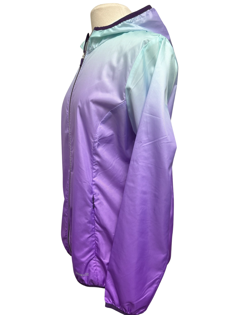 Annika Cutter & Buck Hooded Jacket- Purple and Aqua Ombre- Large - Skorzie