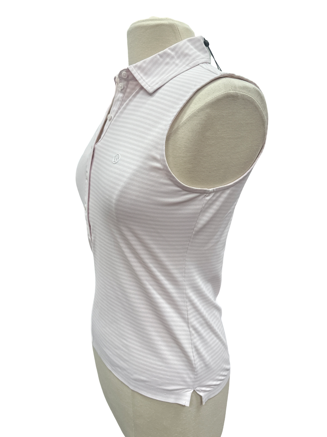 G/FORE Offset Stripe Tech Pique Sleeveless Polo- Blush - Skorzie