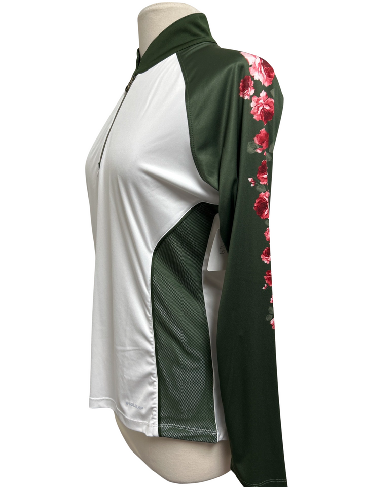 Greg Norman Long Sleeve 1/4 Zip Pullover - Size L - White/Green - Skorzie