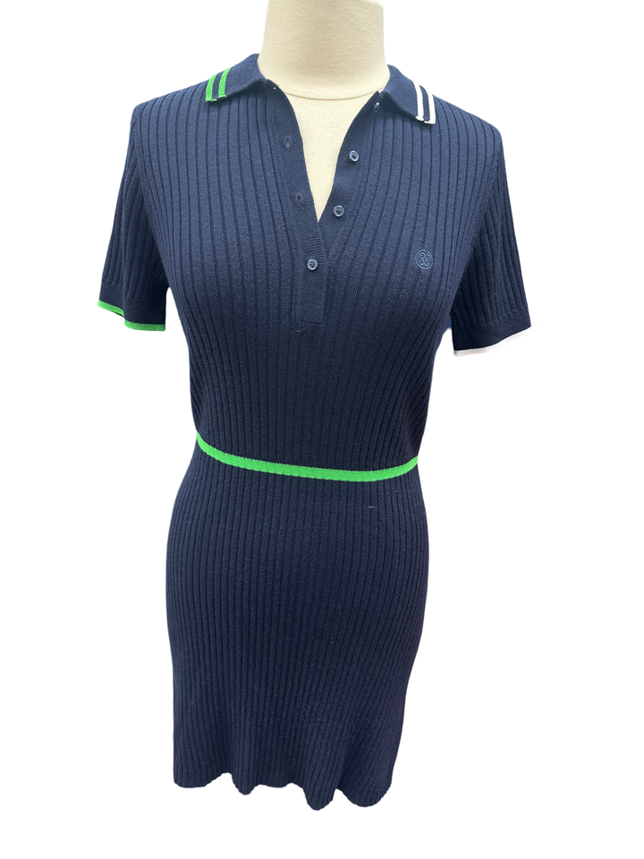 G/FORE Merino Wool Sweater Polo Dress- Navy - Skorzie