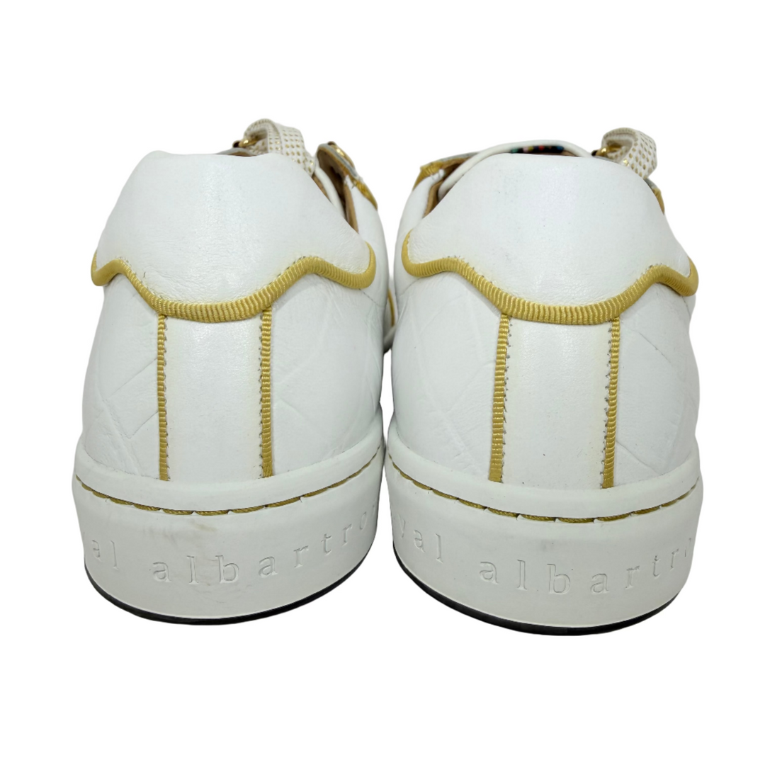 Royal Albartross Women's Buckingham Spikeless Golf Shoe - Croc Print White/Gold - Size 6