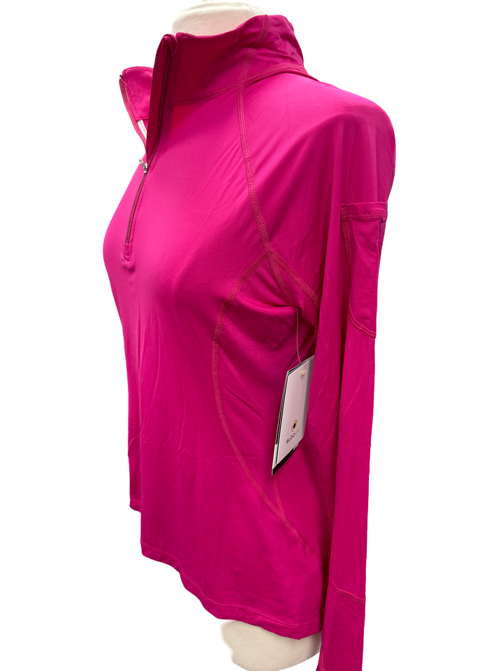 Bloq UV Mock Zip Long Sleeve Top, Size XL (Watermelon)