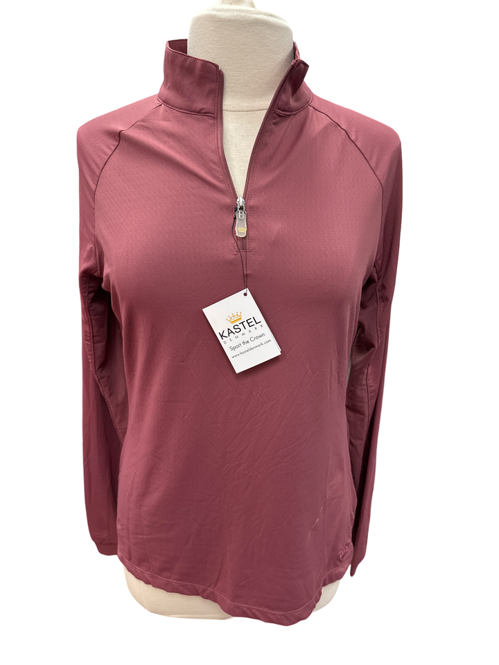 Kastel Dusty Rose Long Sleeve 1/4 Zip Mock Neck Polo