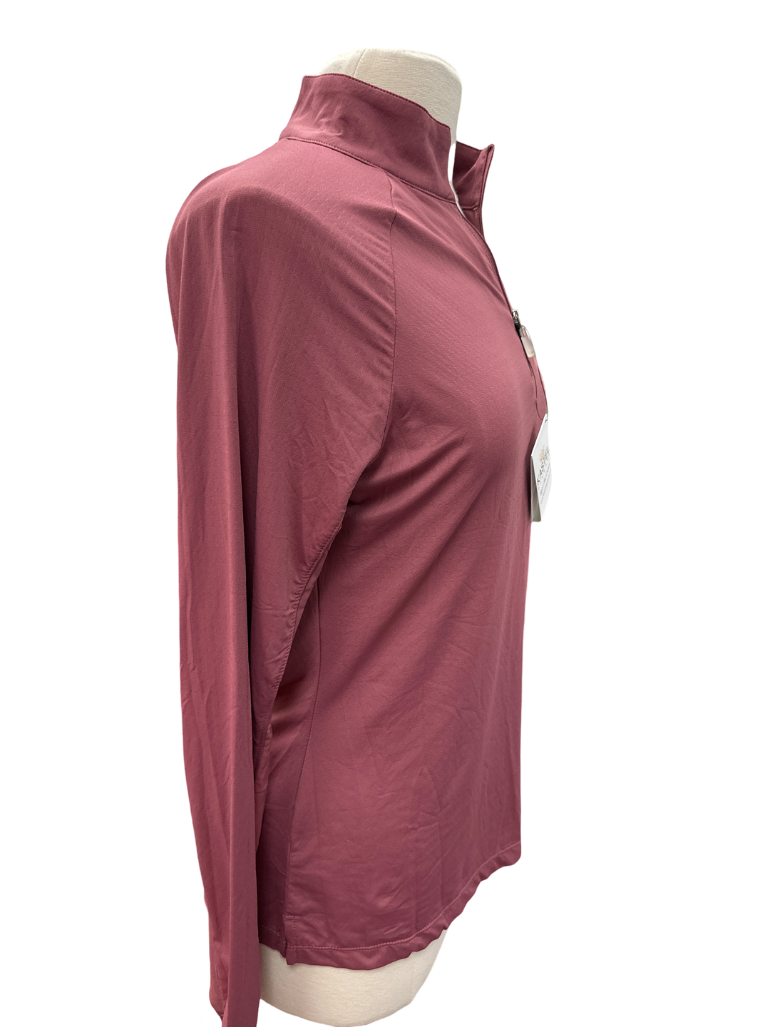 Kastel Dusty Rose Long Sleeve 1/4 Zip Mock Neck Polo