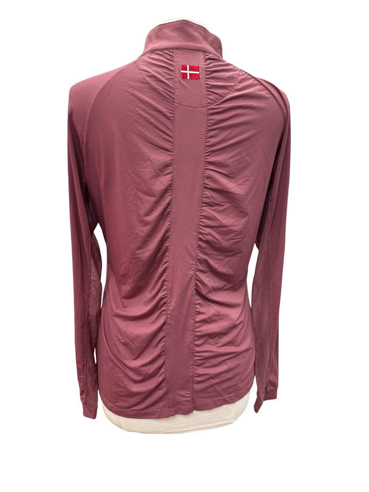 Kastel Dusty Rose Long Sleeve 1/4 Zip Mock Neck Polo