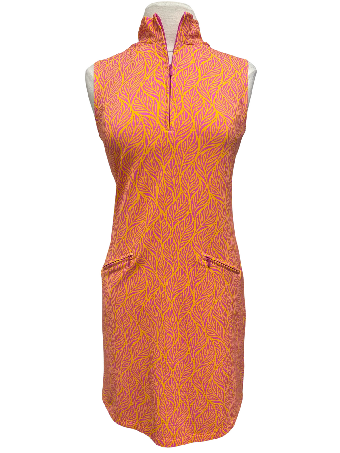 IBKUL Orange Palm Leaf Dress - Small - Skorzie