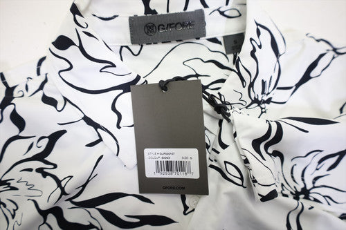G/FORE Womens Short Sleeve Floral Button Polo - Snow/Onyx