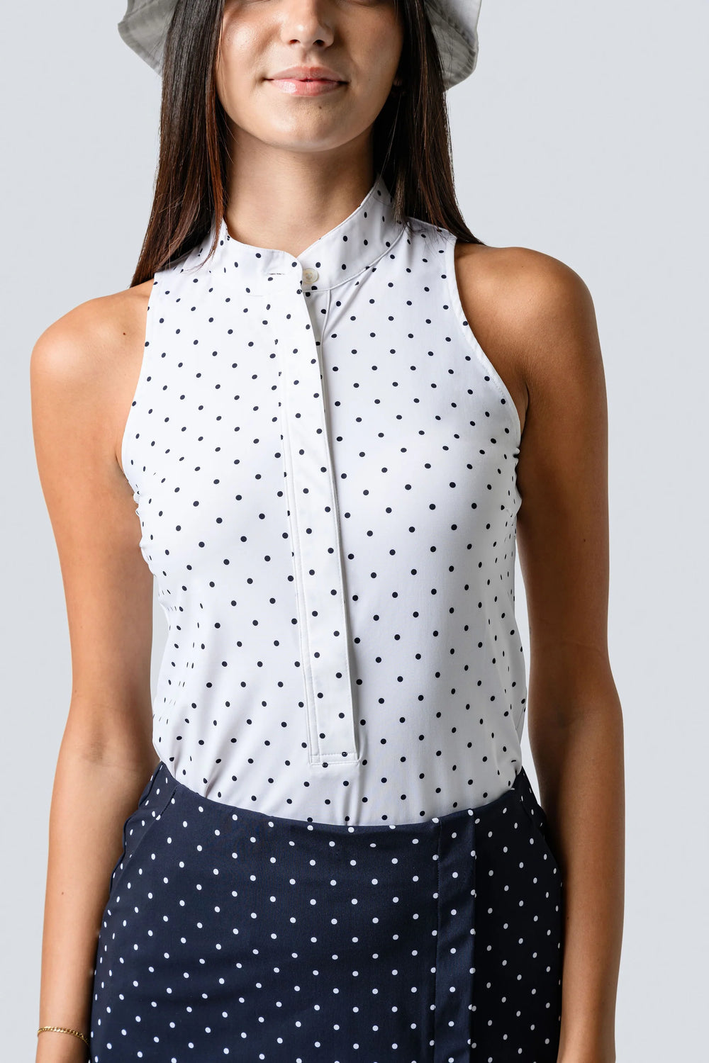 Jayebird Kit Top - White Navy Polka Dot - Skorzie