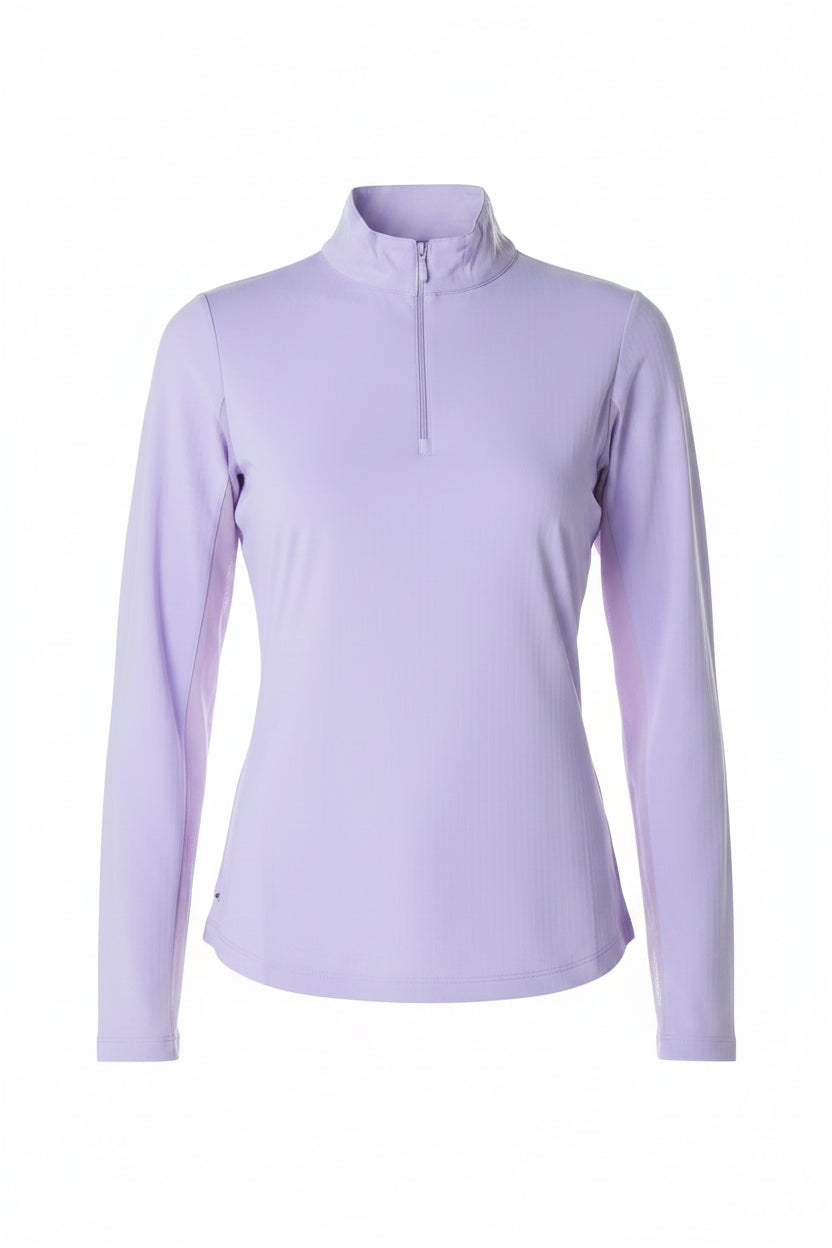 IBKUL Womens Solid Long Sleeve Zip Mock - Lavender