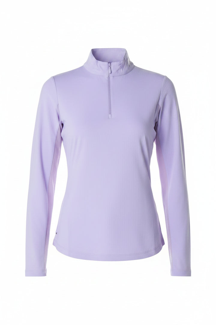 IBKUL Womens Solid Long Sleeve Zip Mock - Lavender