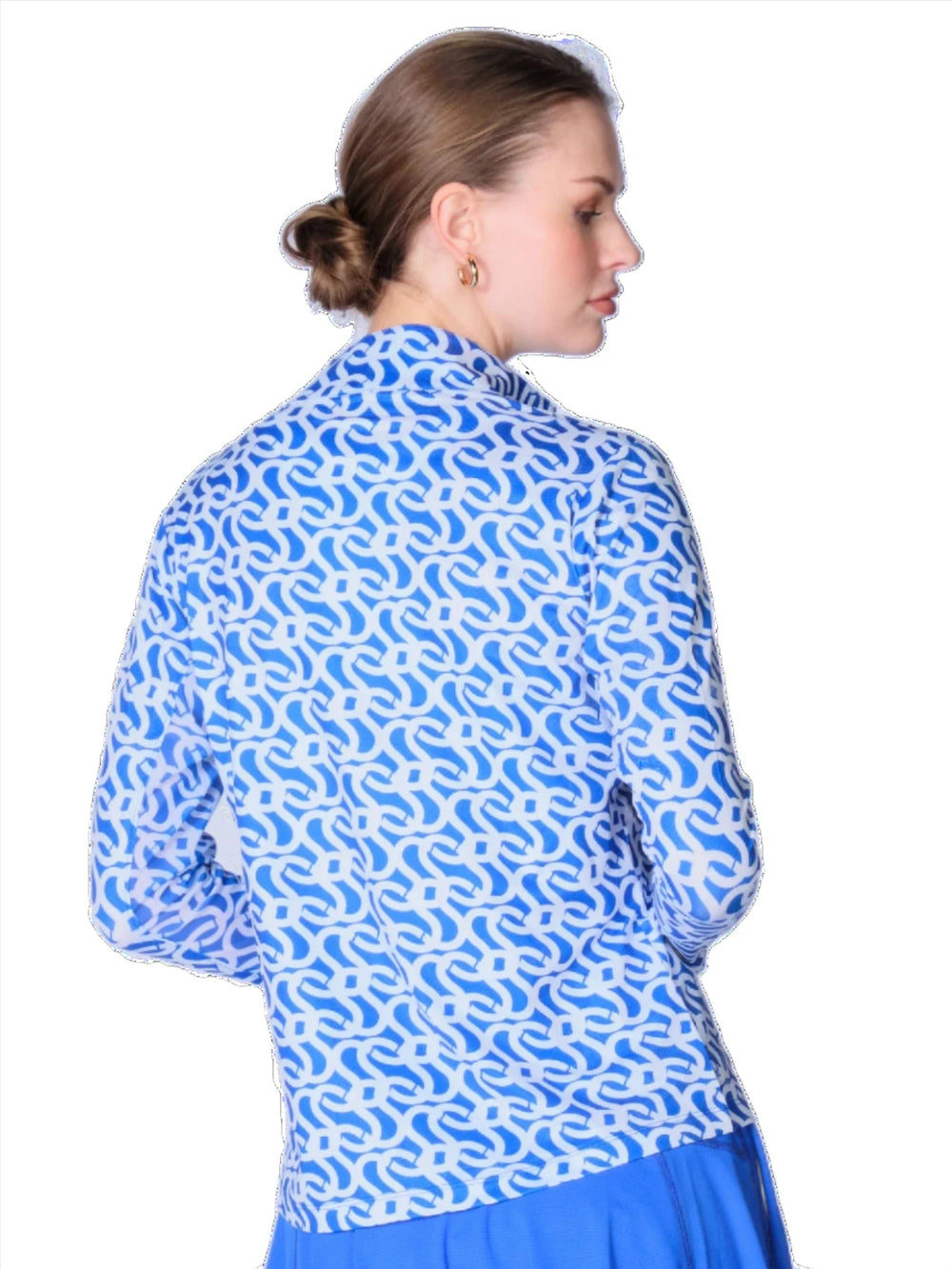 Gottex Kate Long Sleeve  Mock Neck - Geo Royal Blue - Skorzie