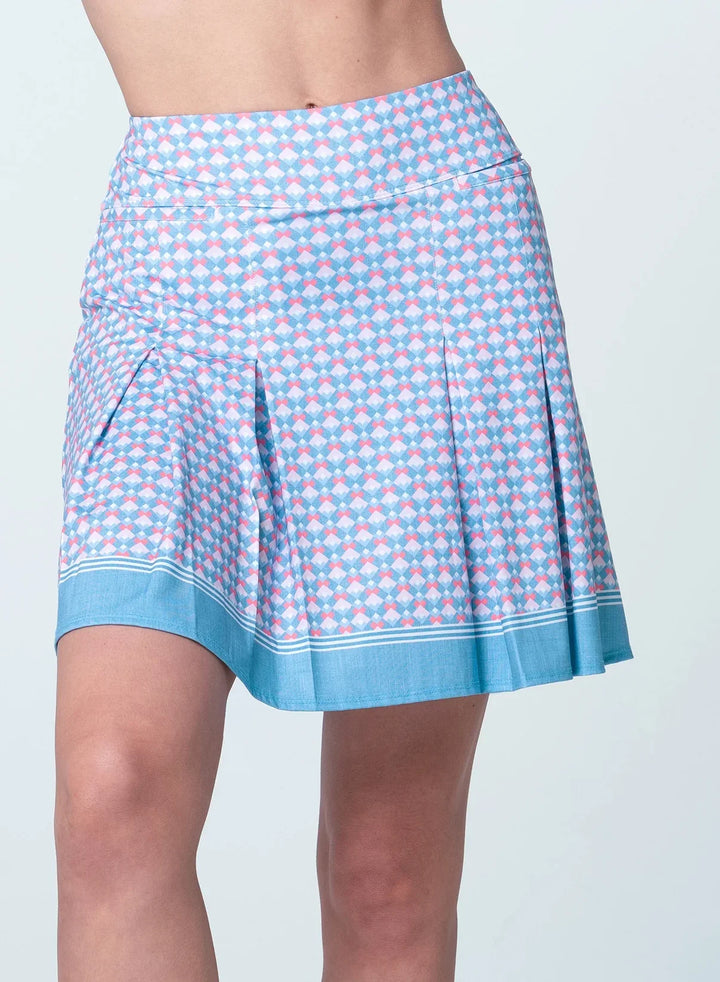 Lucky In Love Linen Glam Pleated Skort (17.5") - Periwinkle