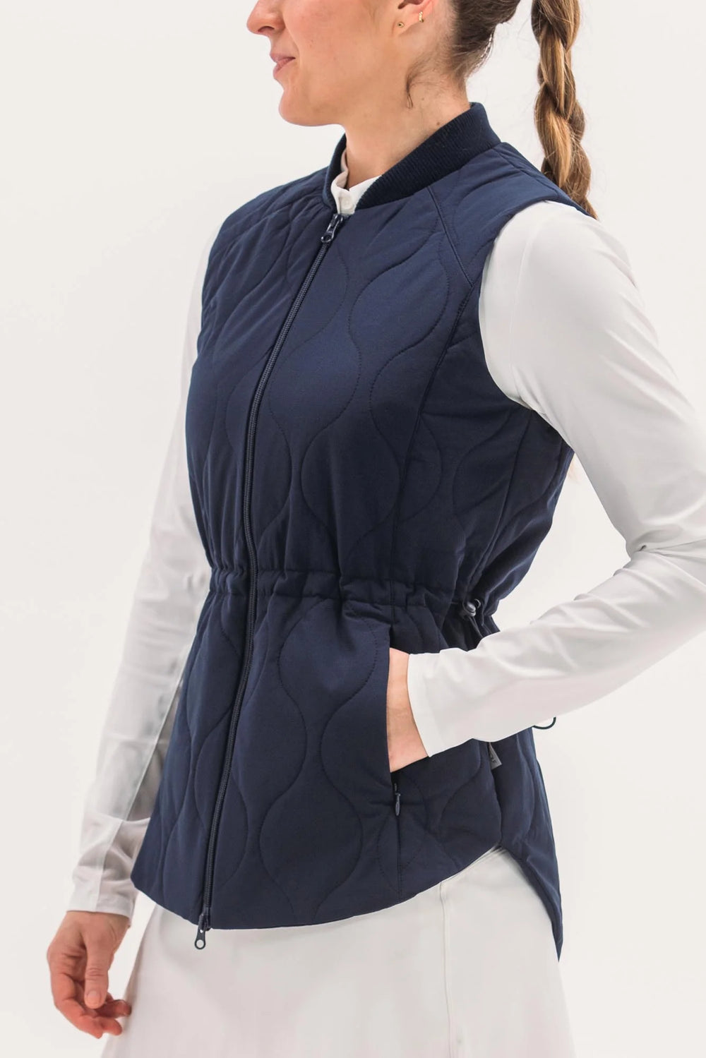 Foray Golf Longline Quilted Vest - Navy - Skorzie