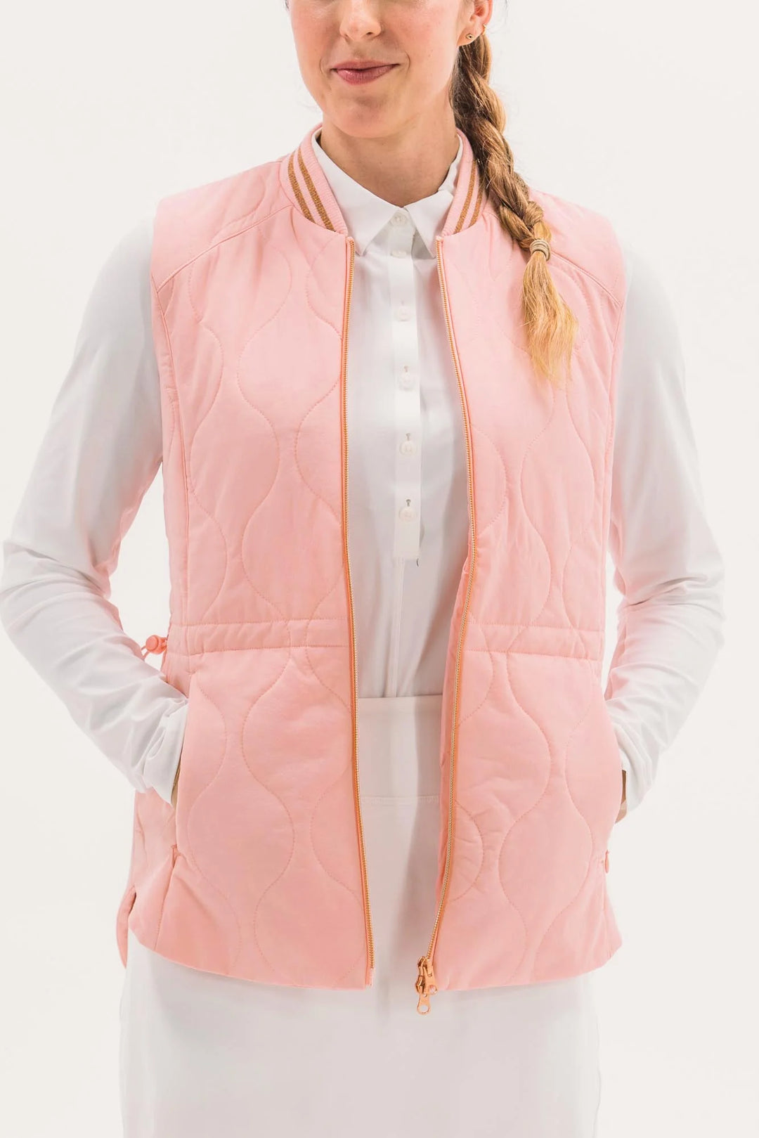 Foray Golf Longline Quilted Vest - Pink - Skorzie