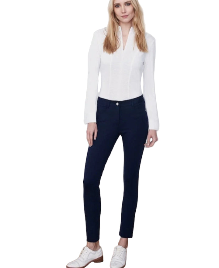 Movetes Eliza Tailored Knit 5-Pocket Ponte Pant - Navy
