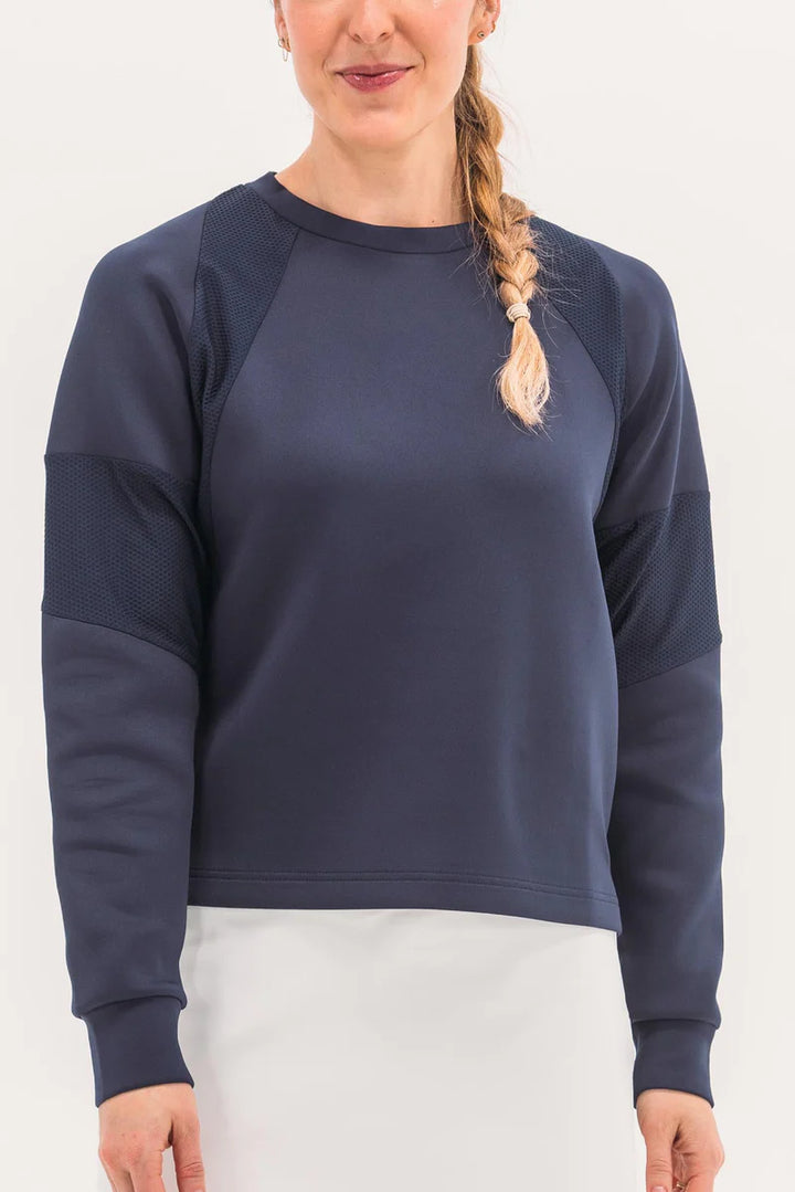 Foray Golf Scuba Crewneck Long Sleeve Top - Navy - Skorzie