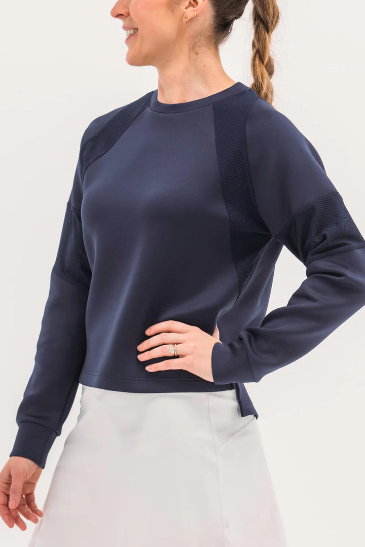 Foray Golf Scuba Crewneck Long Sleeve Top - Navy - Skorzie