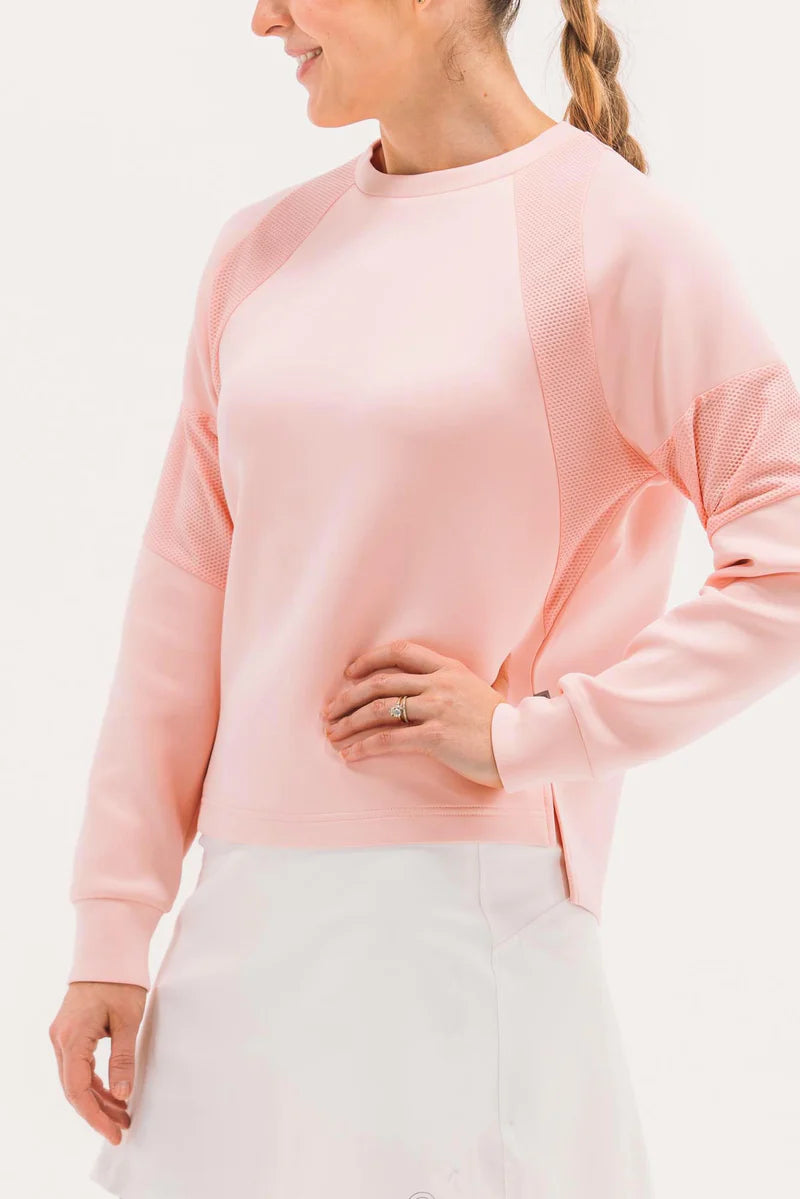 Foray Golf Scuba Crewneck Long Sleeve Top - Pink - Skorzie
