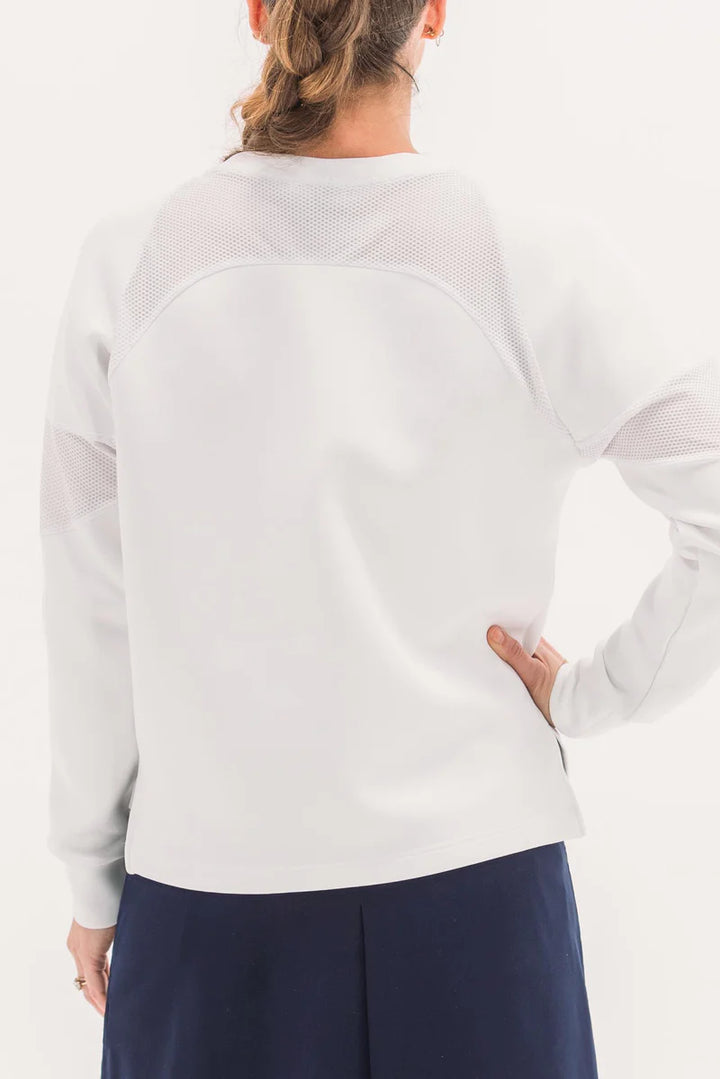 Foray Golf Scuba Crewneck Long Sleeve Top - White - Skorzie
