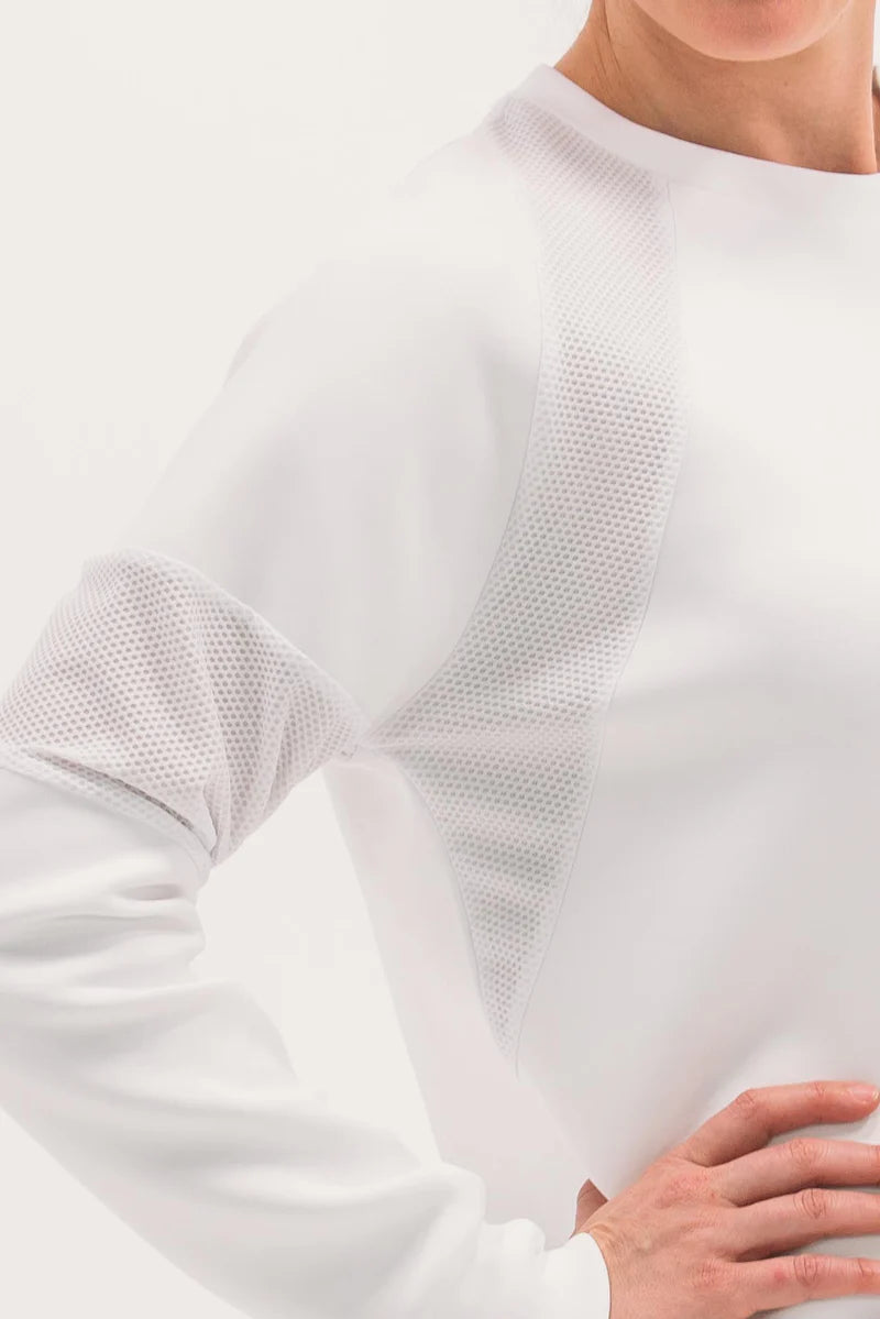 Foray Golf Scuba Crewneck Long Sleeve Top - White - Skorzie