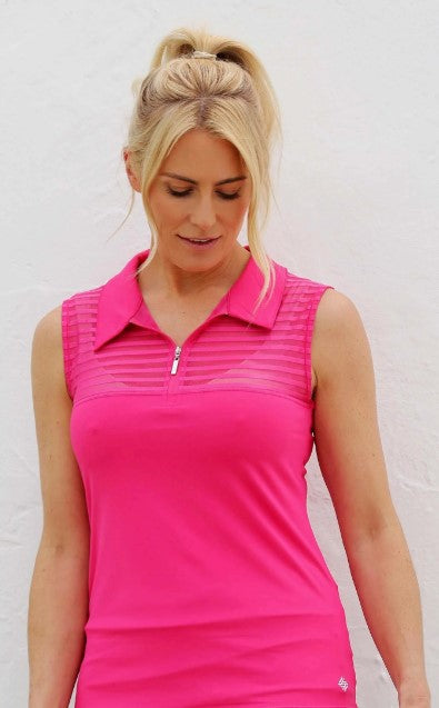 Famara Sleeveless Sheer Golf Shirt  - Magenta