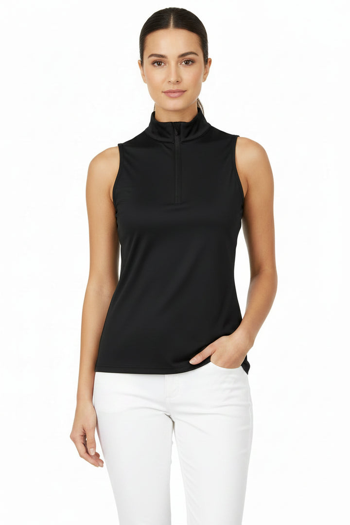 Lulu B Womens Sleeveless Zip Mock - Black