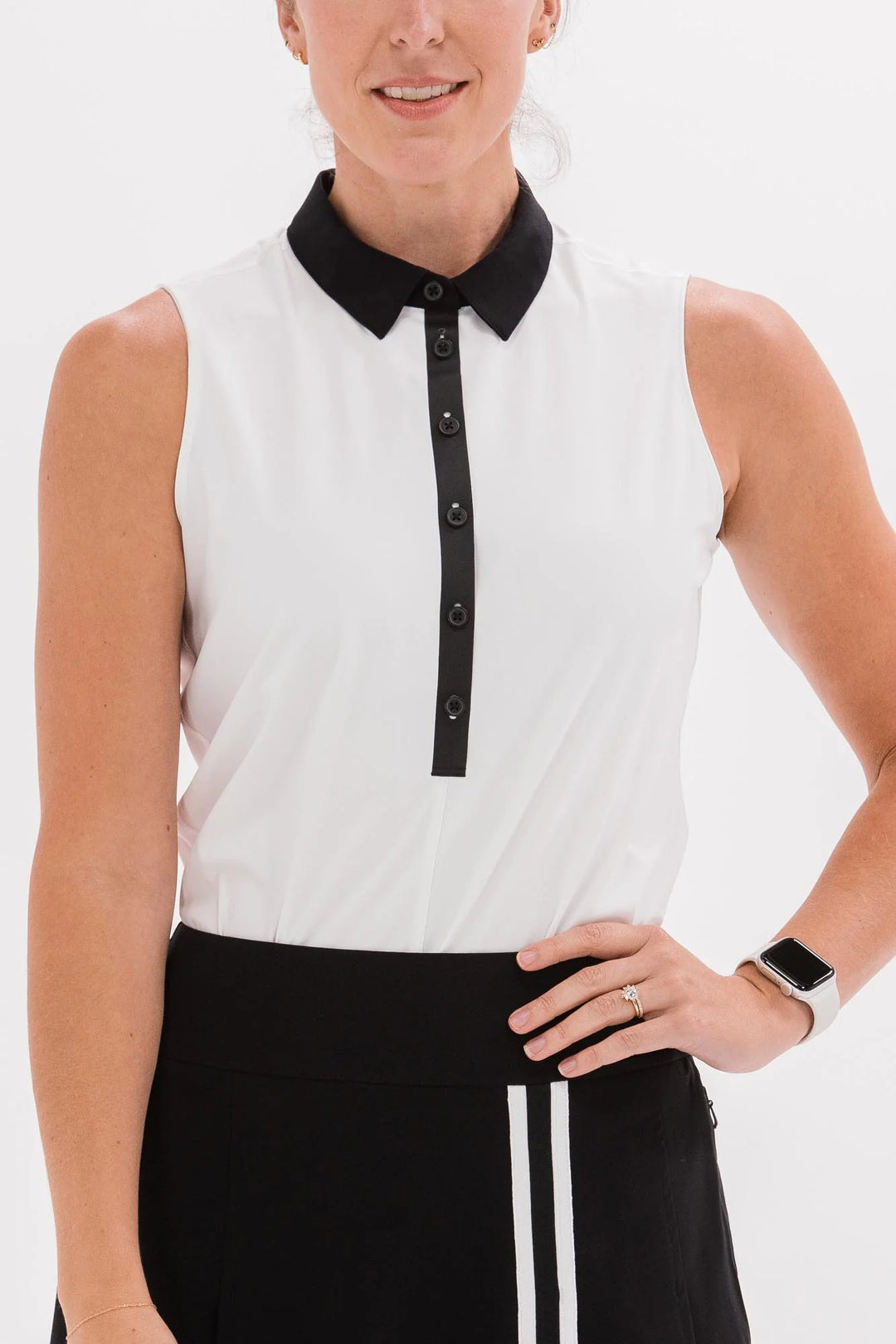 Foray Golf Core 3.0 Sleeveless Polo - White/Black - Skorzie