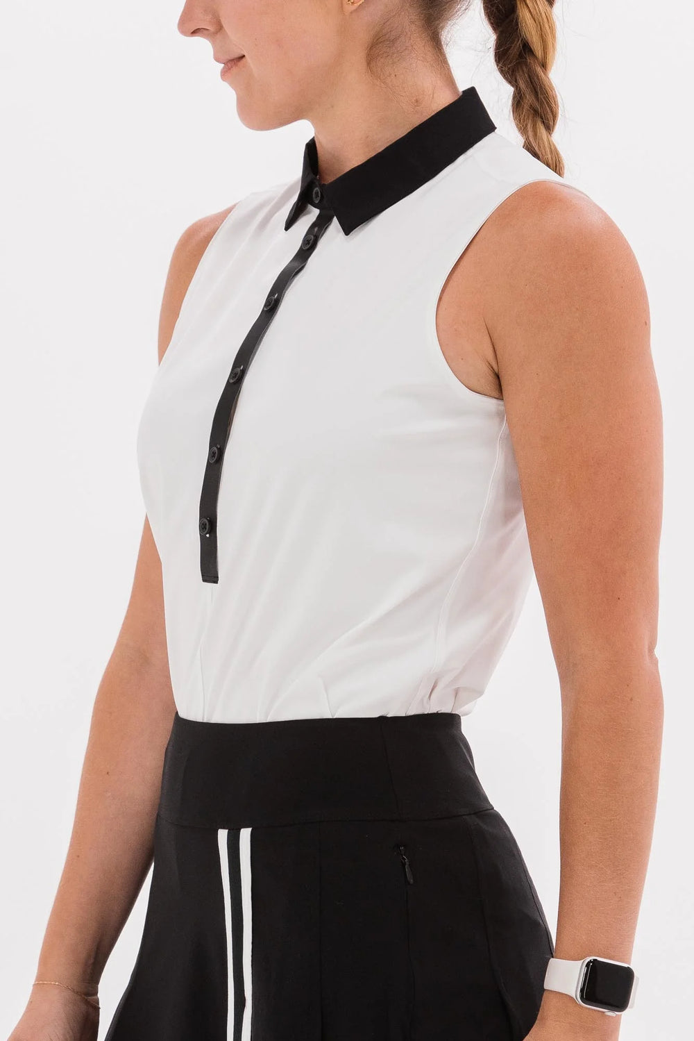 Foray Golf Core 3.0 Sleeveless Polo - White/Black - Skorzie