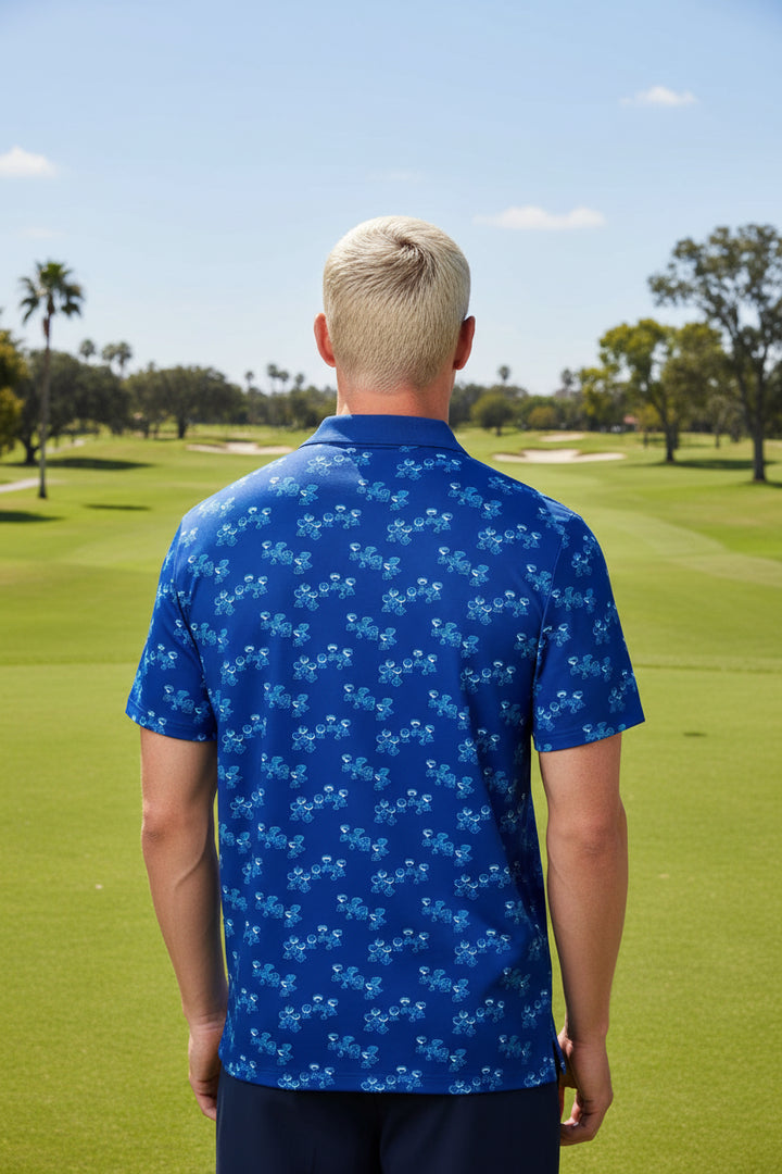 Penguin Mens Noah Cocktail Novelty Golf Polo - Royal Blue