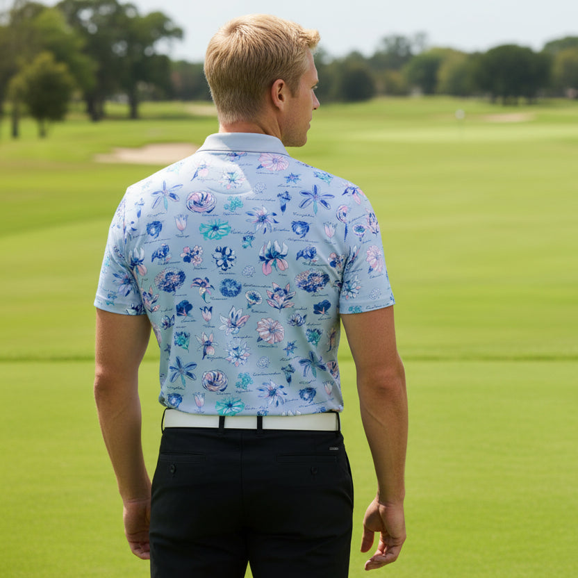 Penguin Mens Griffin Watercolor Study Short Sleeve Polo - Gray Dawn