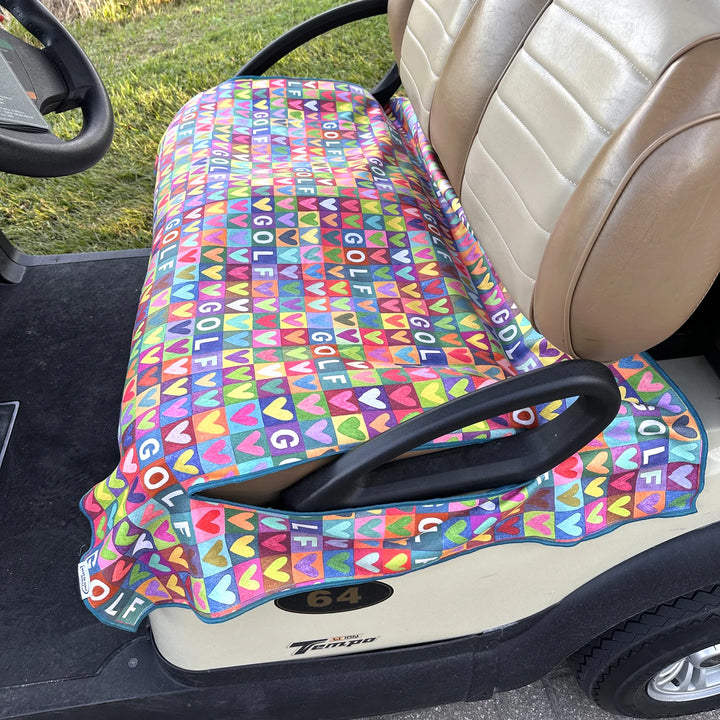 Best of Golf America Double Sided Golf Cart Seat Cover - Golf Hearts/Green - Skorzie