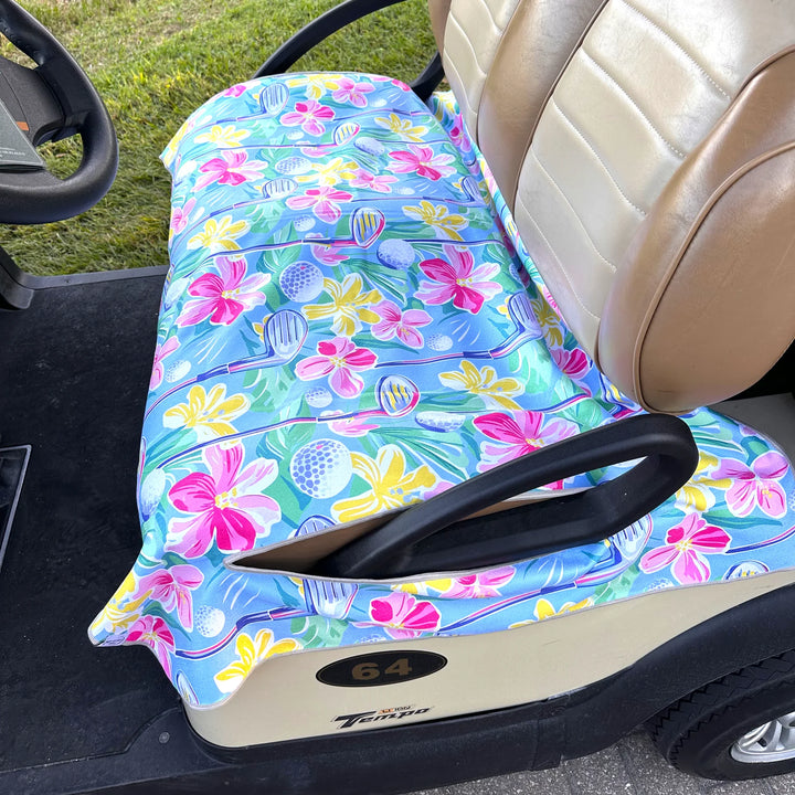 Best of Golf America Double Sided Golf Cart Seat Cover - Floral Clubs - Skorzie