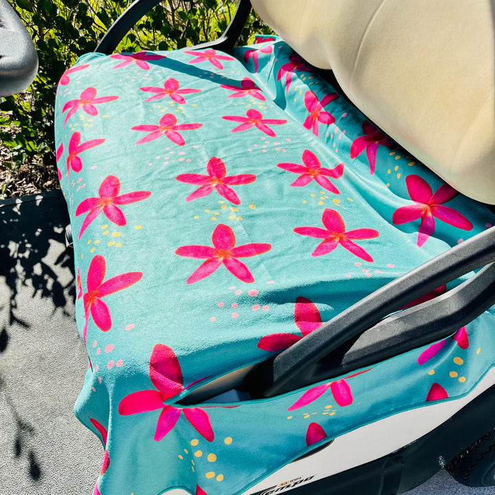 Best of Golf America Double Sided Golf Cart Seat Cover - Oranges/Flowers - Skorzie