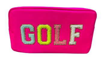 Embroidered GOLF Utility/Cosmetic Pouch - Pink - Skorzie