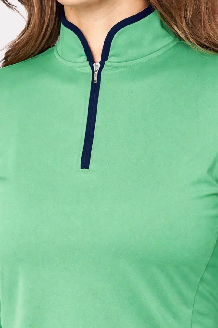 Golftini Womens Sleeveless Mock Polo - Kelly Green/Navy