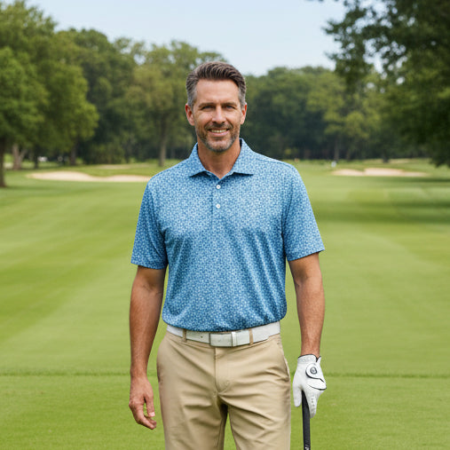 Donald Ross Mens Jamie Short Sleeve Polo (w/logo) - White/Navy/Cascade
