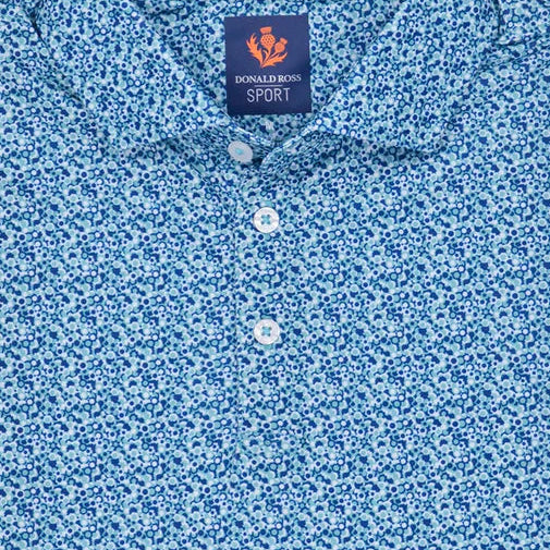 Donald Ross Mens Jamie Short Sleeve Polo (w/logo) - White/Navy/Cascade